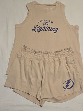 Tampa Bay Lightning Women's Sleep Tank & Shorts Set - Beige (NEVER WORN)